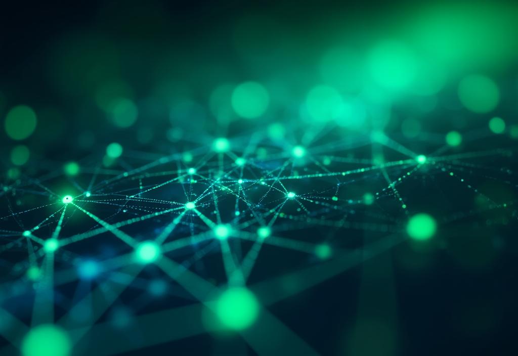 Abstract network of glowing nodes representing machine learning integration