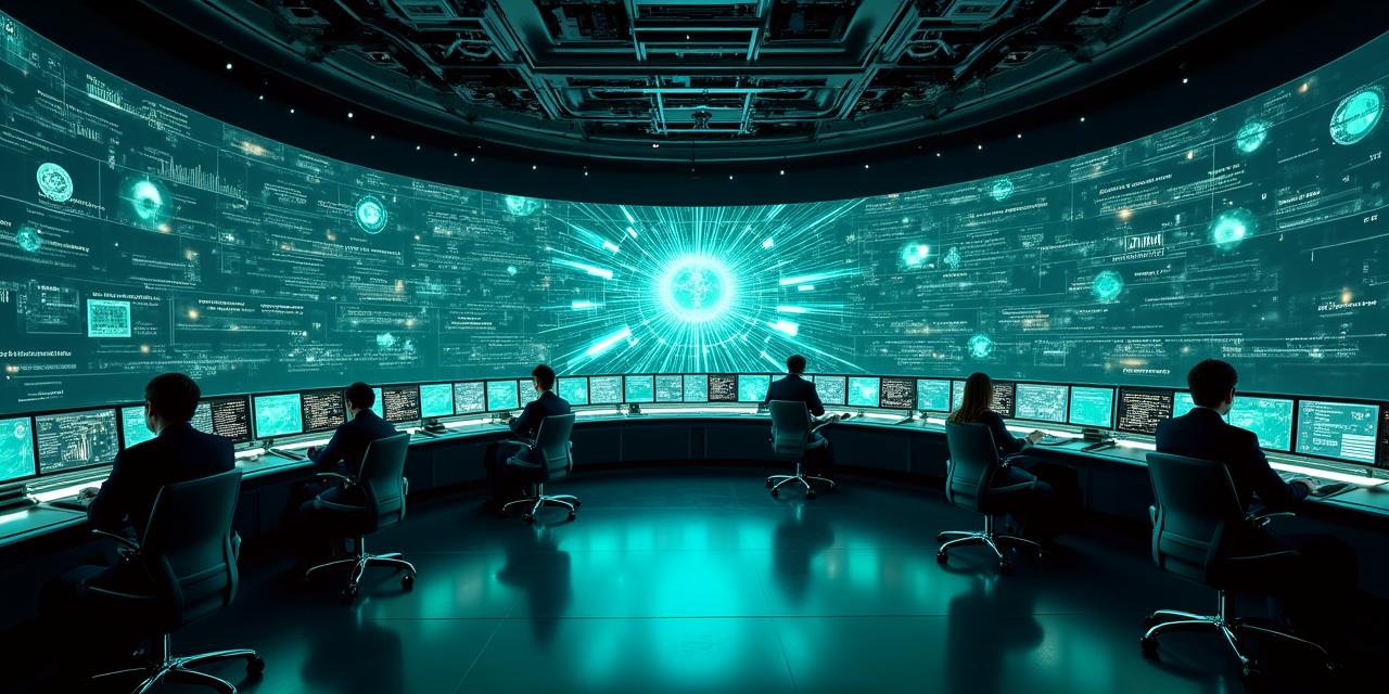 Futuristic futuristic data dashboard on a large screen with glowing green lines